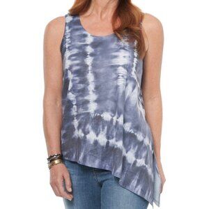 WIT & Wisdom Women's Asymmetrical Hem Tank Tie Dye Gray Size L